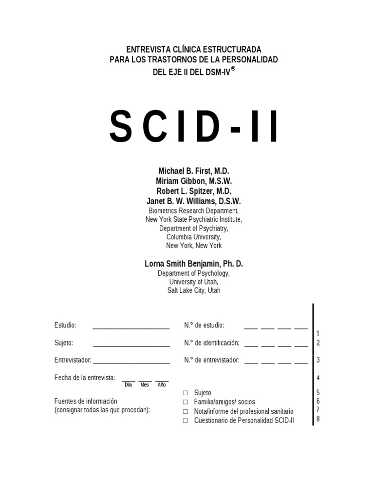 Entrevista SCID II | PDF | Psicopatología | Salud mental
