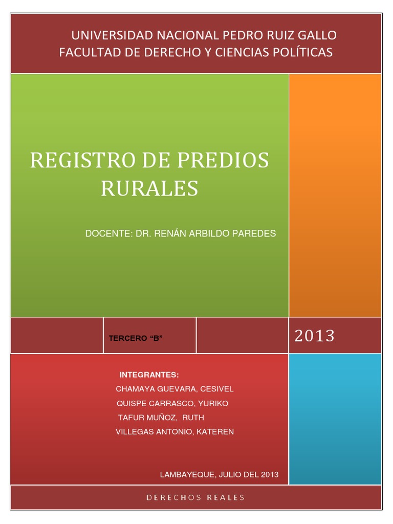 Trabajo Final de Reales Registro Predial | PDF | Propiedad | Regulación
