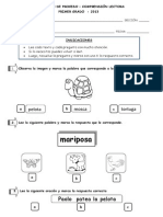 Primer grado - Prueba comprensión lectora