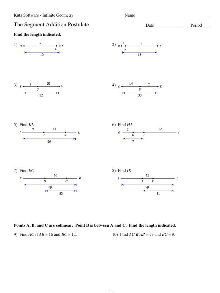 2 Segment Addition Postulate Line Geometry Mathematical Concepts