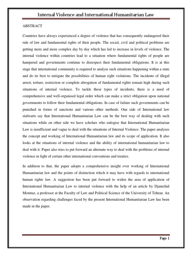 International Humanitarian Law ProjectInternal Disturbance and IHL