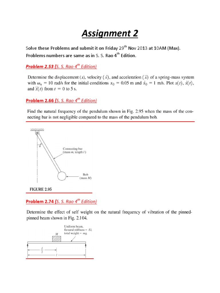 Mechanical Vibrations Assignment 2 | PDF