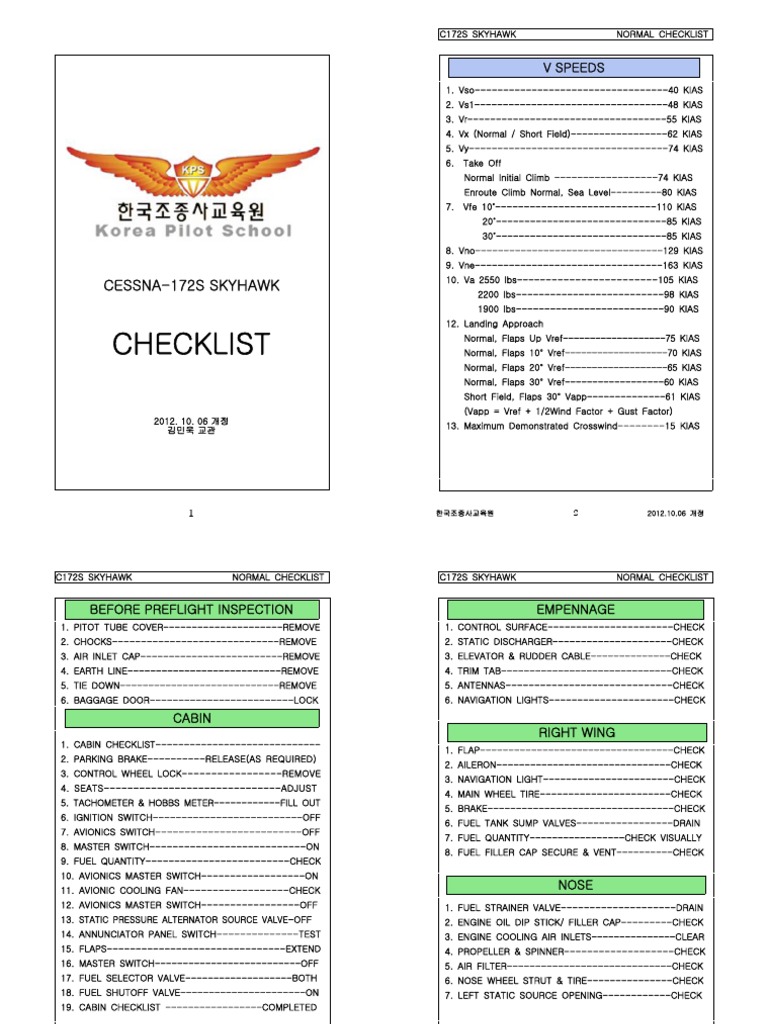 2. KPS-C172SP Checklist-2차수정 | PDF