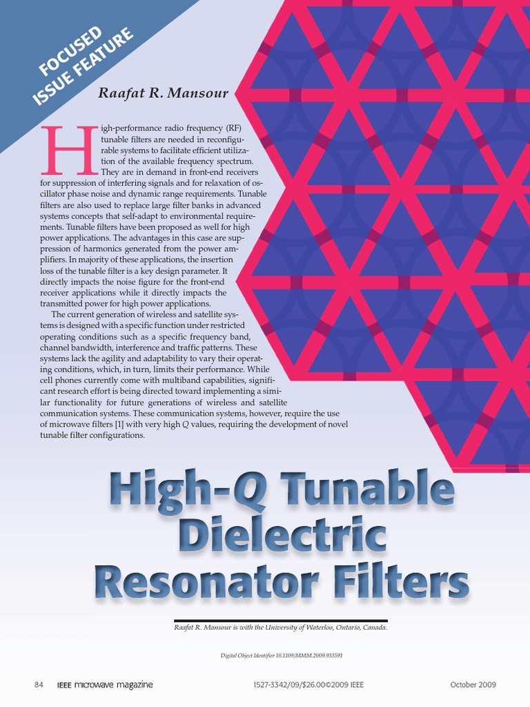 High-Q Tunable Dielectric Resonator Filter | PDF | Dielectric | Filter ...