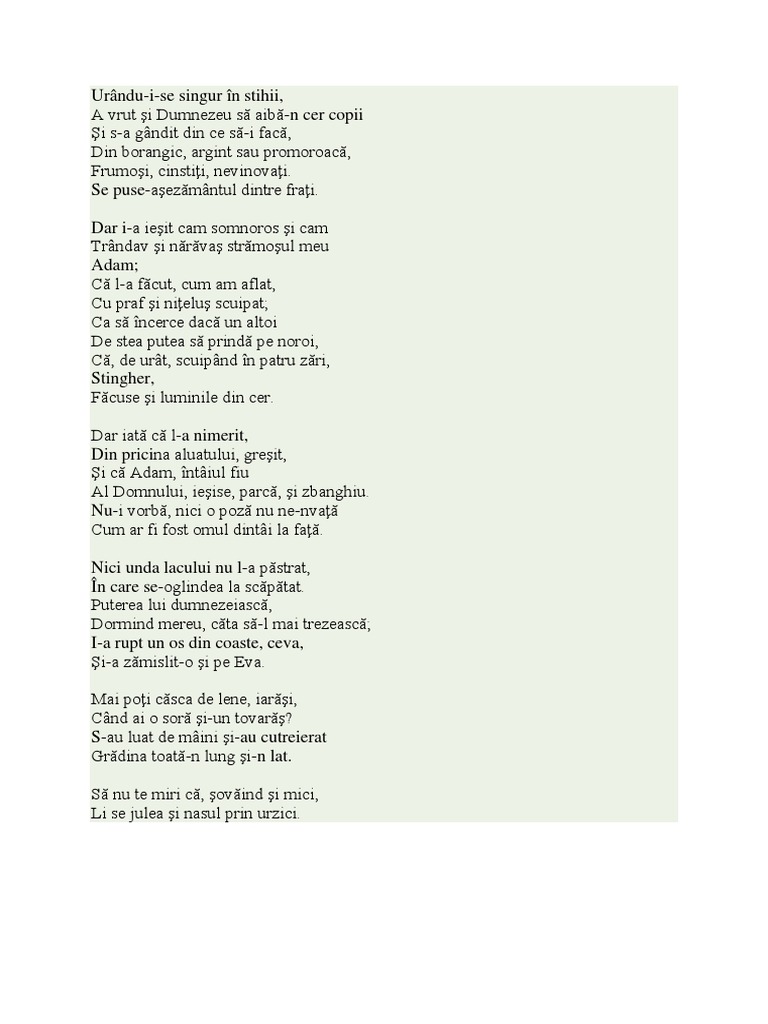 Adam Si Eva De Tudor Arghezi Tudor Arghezi - Adam Si Eva | PDF
