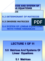 Lecture 1 of 11 (Chap 5, Matrices)