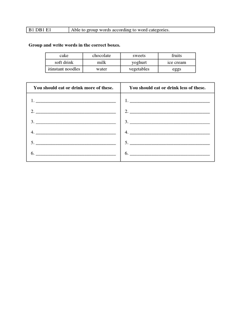 Group and Write Words in The Correct Boxes | PDF