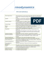 Thermodynamics Definitions