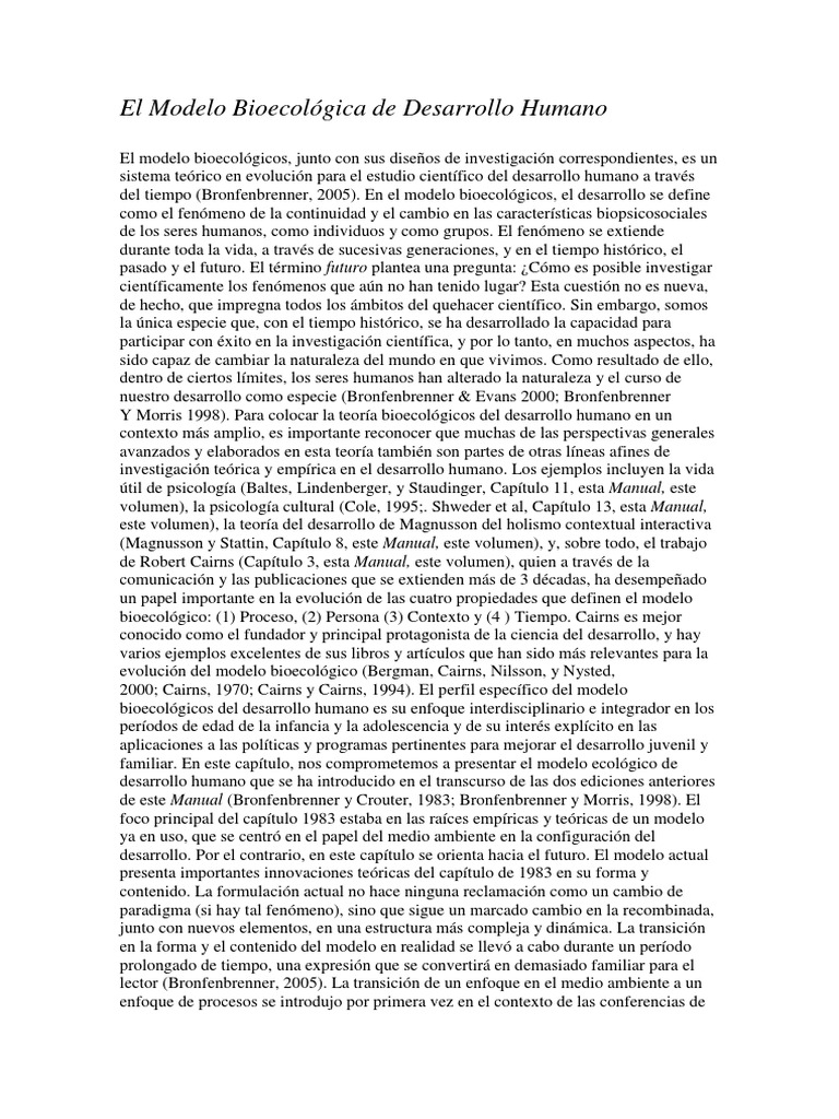 The Bioecological Model of Human Development Bronfenbrenner Español ...