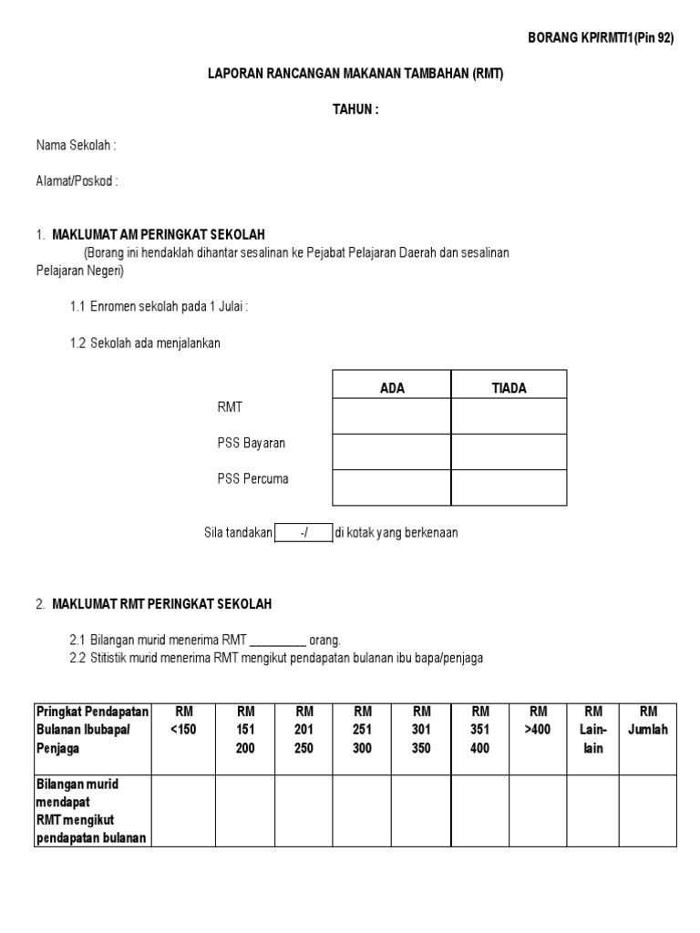 Borang RMT | PDF