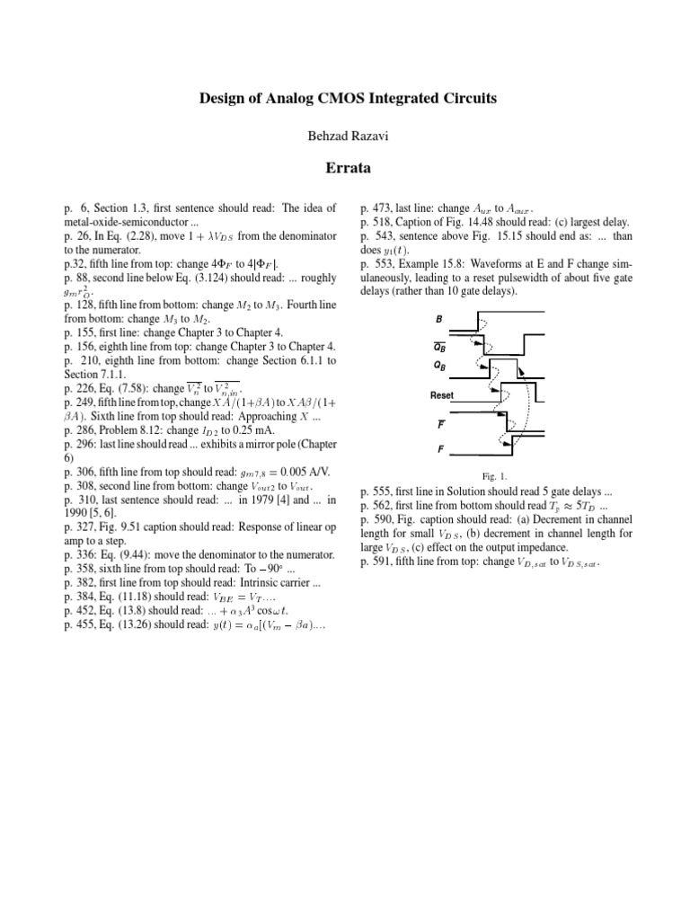 Errata for Razavi's CMOS Design | PDF | Science & Mathematics ...
