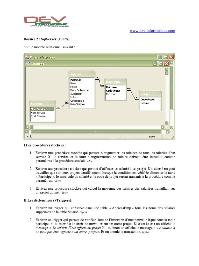 Déclencheurs et procédures stockées SQL | PDF