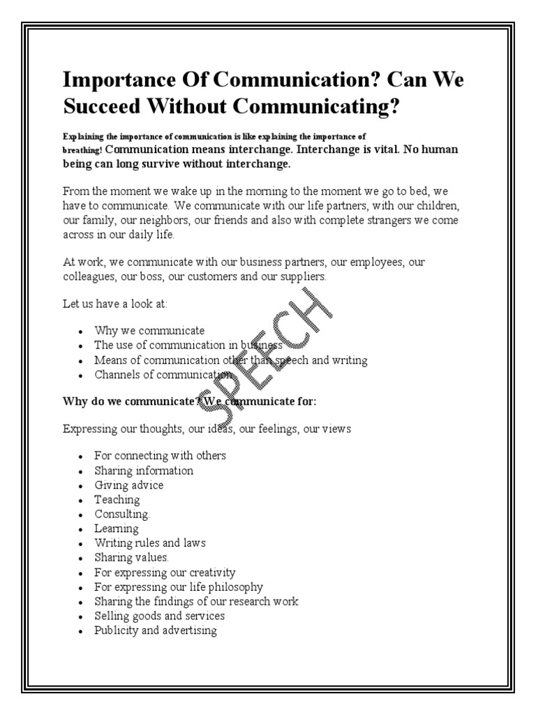 importance of communication assignment pdf