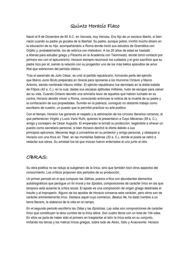 Biografía de Horacio y Virgilio | PDF | Horacio | Virgilio