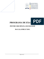 Programa Bac 2011 E d) Sociologie