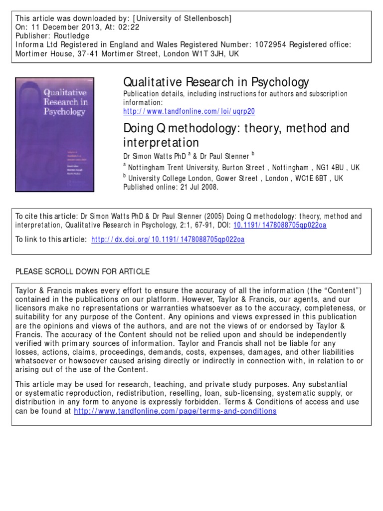 Q Methodology | PDF | Qualitative Research | Factor Analysis