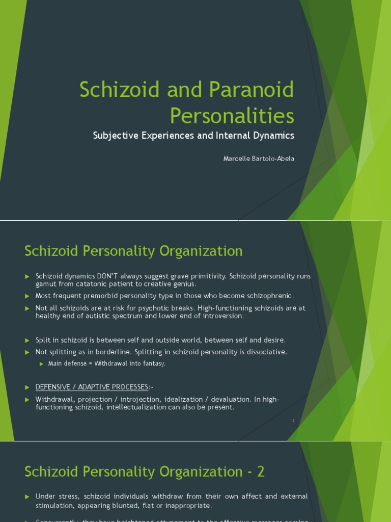 Schizoid and Paranoid Personalities | PDF | Paranoia | Object Relations ...