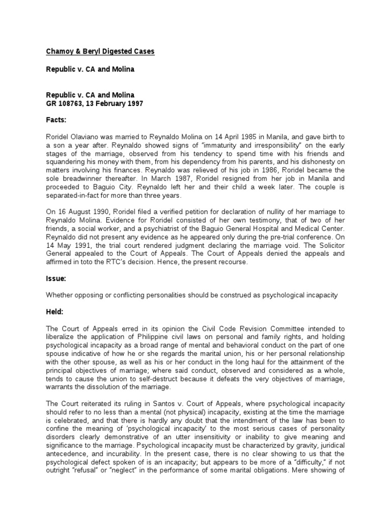 Psychological Incapacity in Marriage Cases | PDF | Surety | Surety Bond