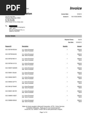 FBI DITU Invoice to Microsoft: August 2013