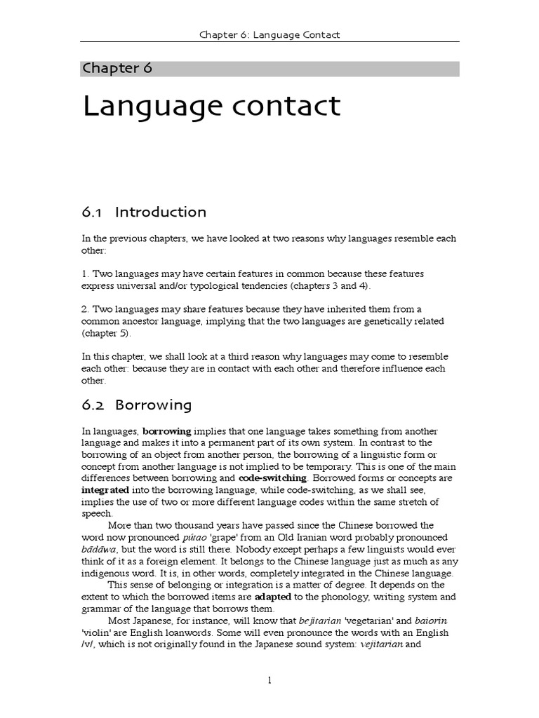 Linguistic Borrowing in Language Contact | PDF | Part Of Speech ...