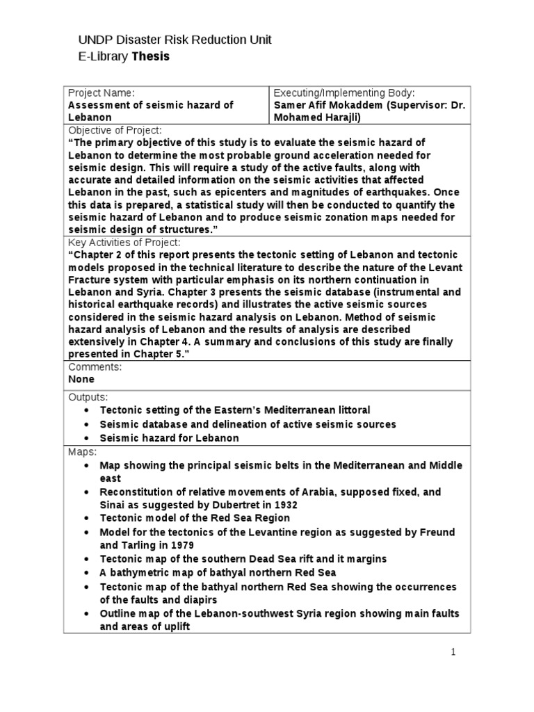 Seismic Hazard Assessment in Lebanon | PDF | Seismology | Natural Disasters