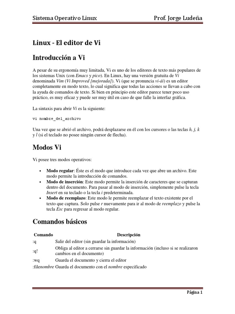 Introducción al editor Vi en Linux | PDF | Archivo de computadora ...