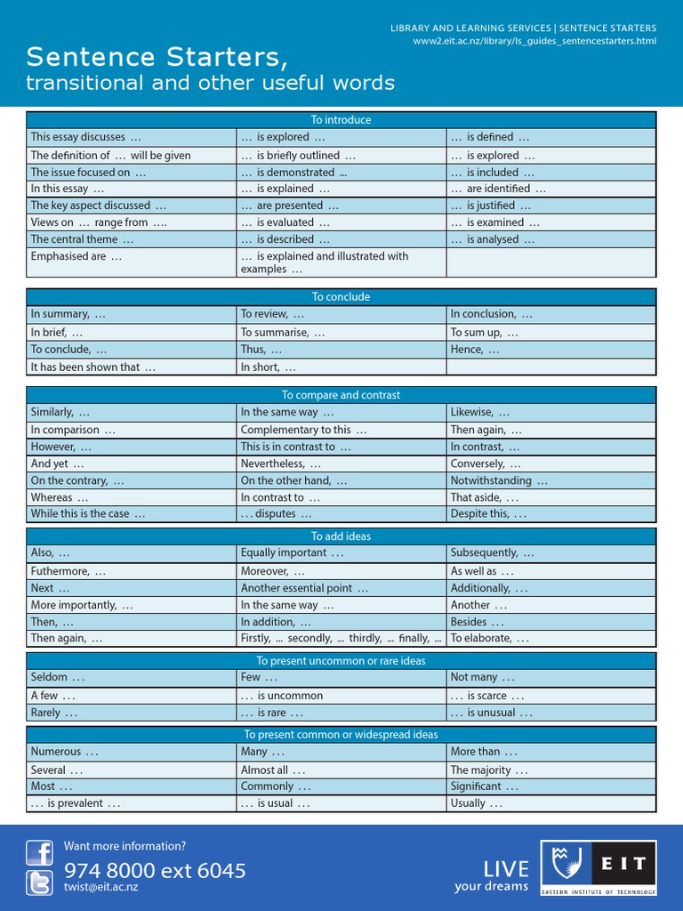 Sentence Starters1 PDF Essays Psychological Concepts