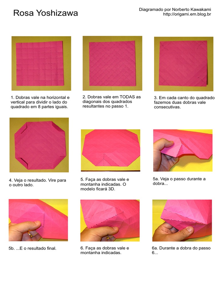 Dobra de Origami: Rosa 3D em 19 Passos | PDF | Lazer | Esportes, image size:768x1024