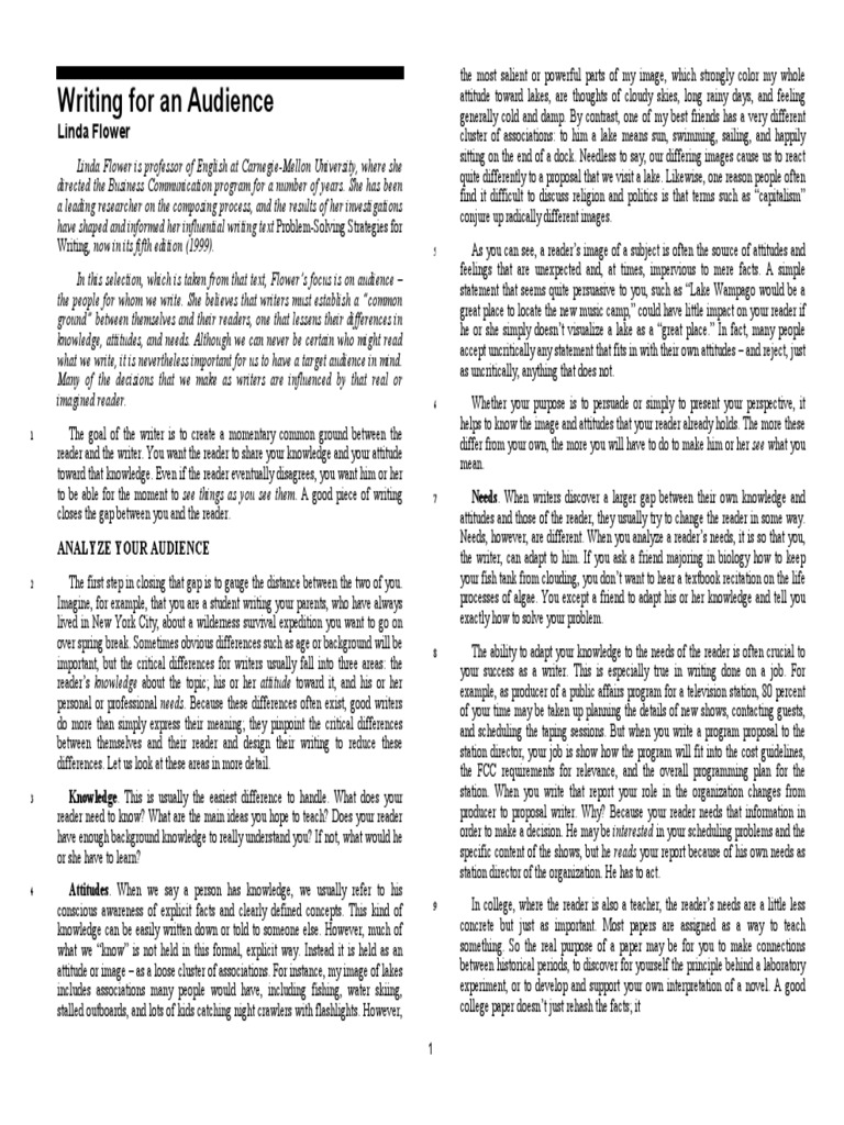 Writing For An Audience | PDF | Attitude (Psychology) | Audience