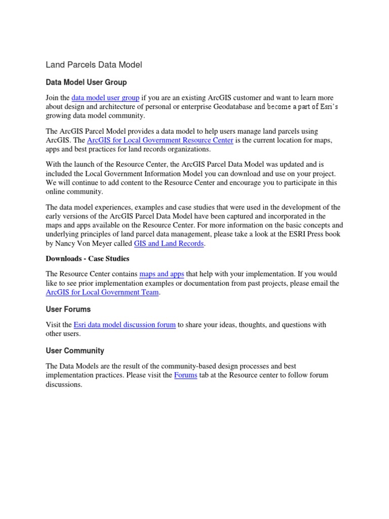 ArcGIS Parcel Model for Users | PDF | Technology & Engineering