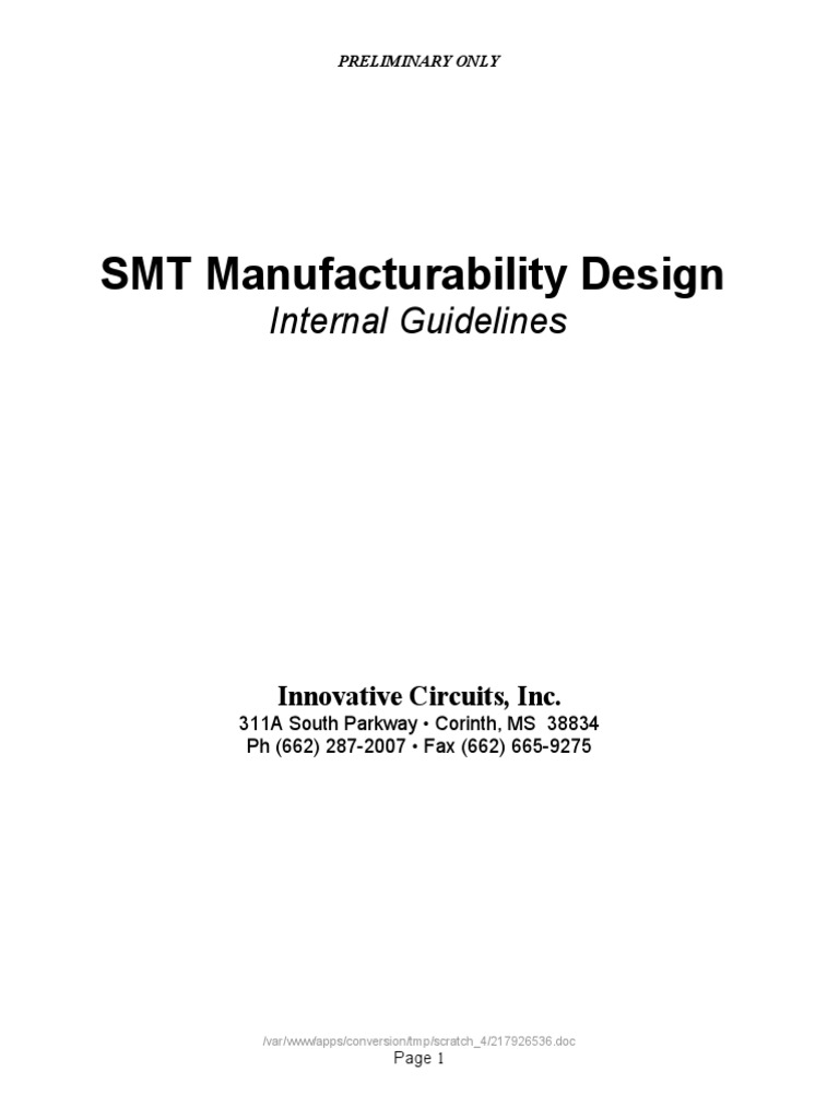 SMT Design and Manufacturability Guidelines | PDF | Printed Circuit ...