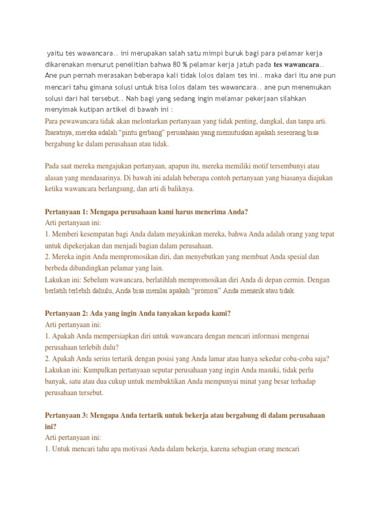 Apa Motivasi  Anda Bekerja Di  Perusahaan  Ini Kumpulan Kerjaan