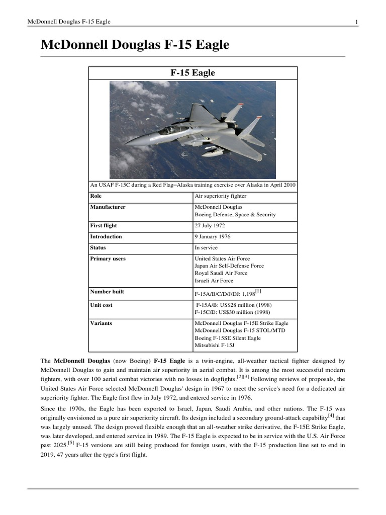 McDonnell Douglas F-15 Eagle | PDF | Mc Donnell Douglas F 15