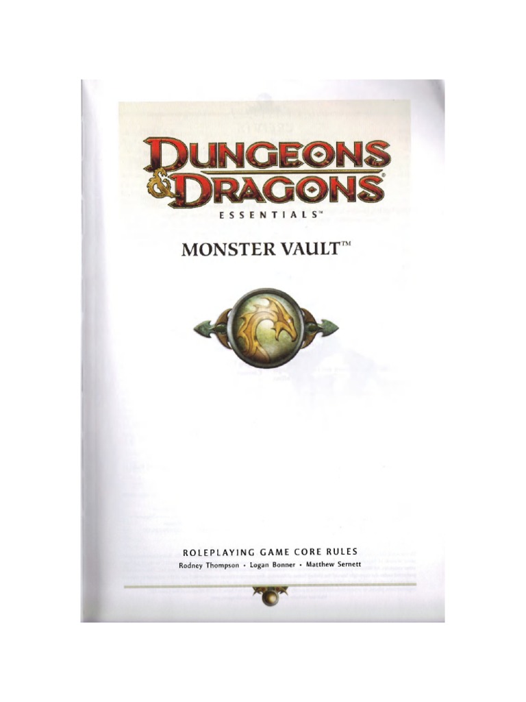 D&D 4th Edition Monster Vault Dungeons & Dragons