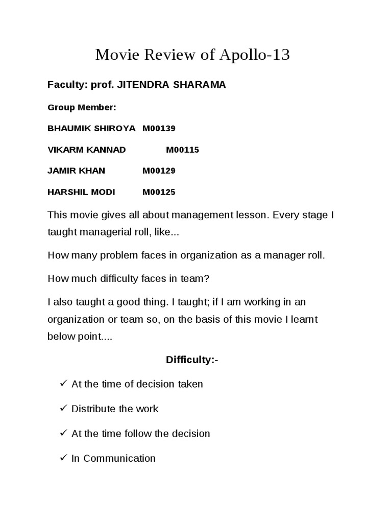 Apollo 13: Management Lessons Review | PDF