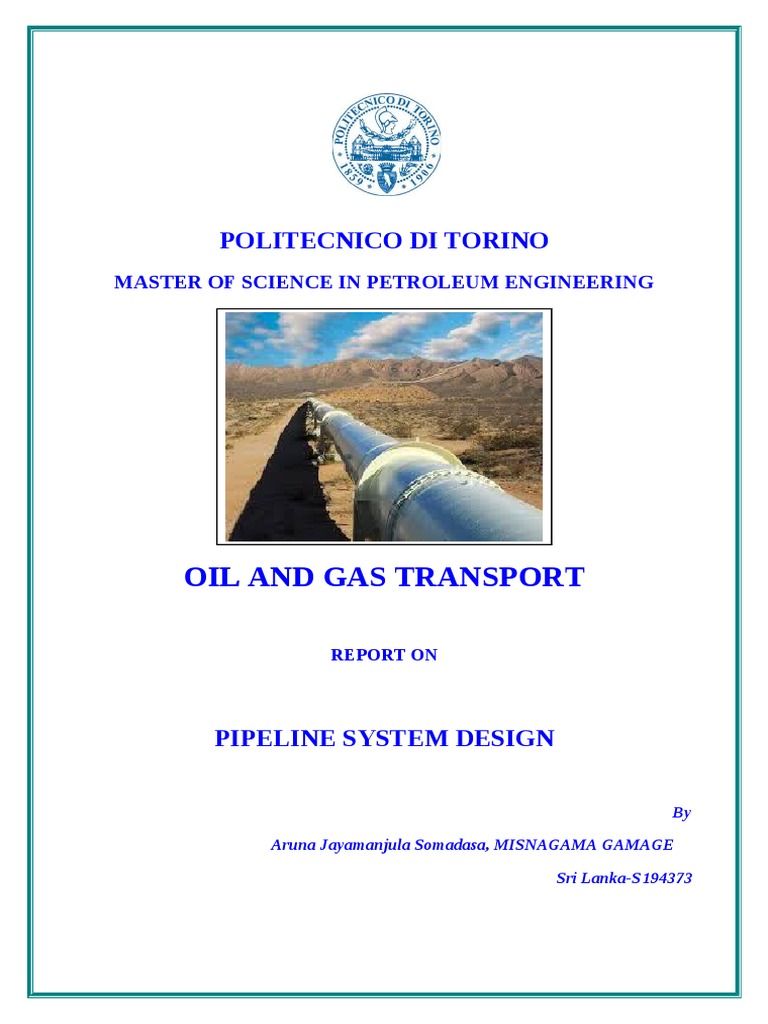 Pipeline System Design Report | PDF | West Texas Intermediate | Pump