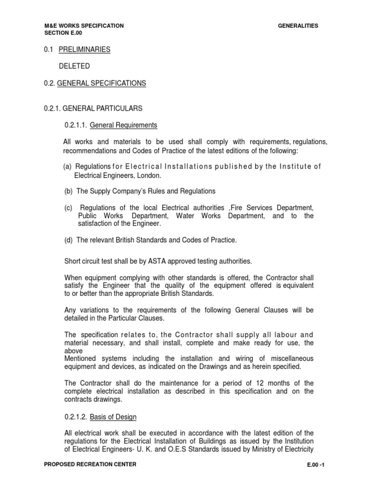 Electrical Specifications Cable Electrical Wiring