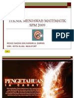 Teknik Menjawab Matematik SPM2009