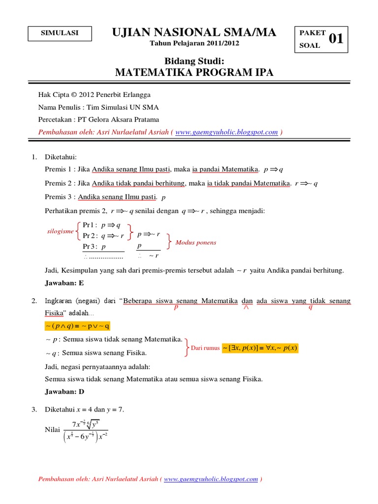 Pembahasan Simulasi Try Out Matematika Erlangga