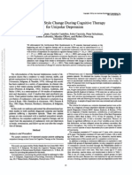 Xplanatory Style Change During Cognitive Therapy For Unipolar Depression.