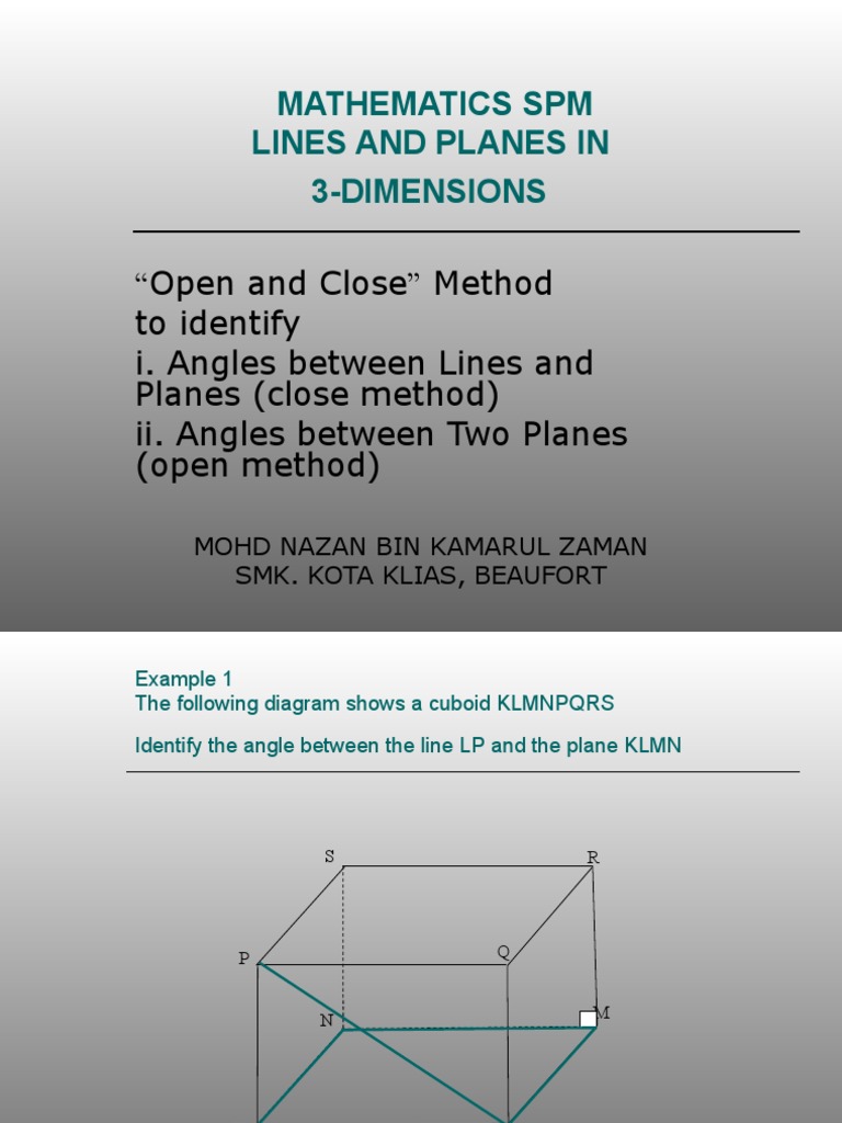 Angles Between Lines and Planes in 3D | PDF | Teaching Methods & Materials