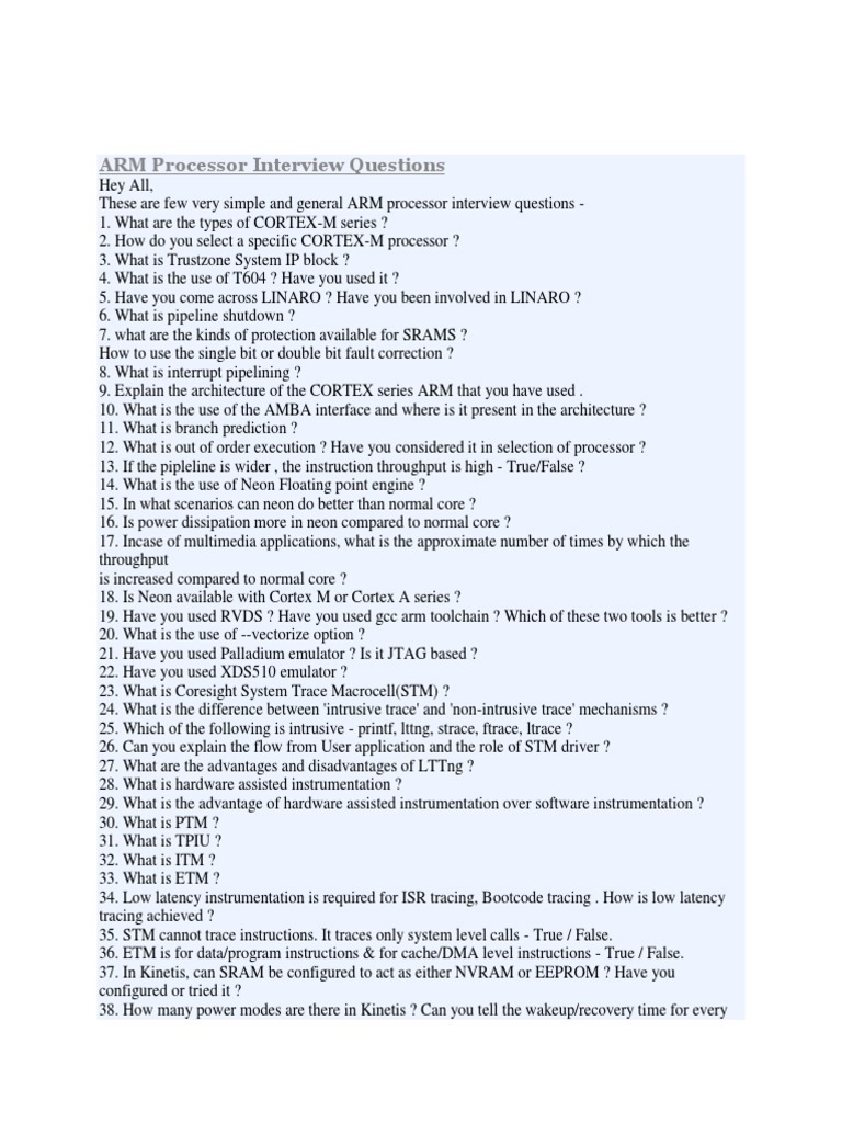 ARM Interview Questions PDF Analog To Digital Converter Booting