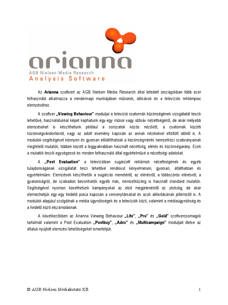 Arianna Elemző Szoftver | PDF