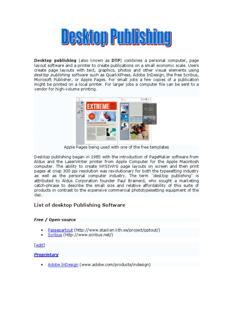 Overview of Desktop Publishing Software | PDF | Computers