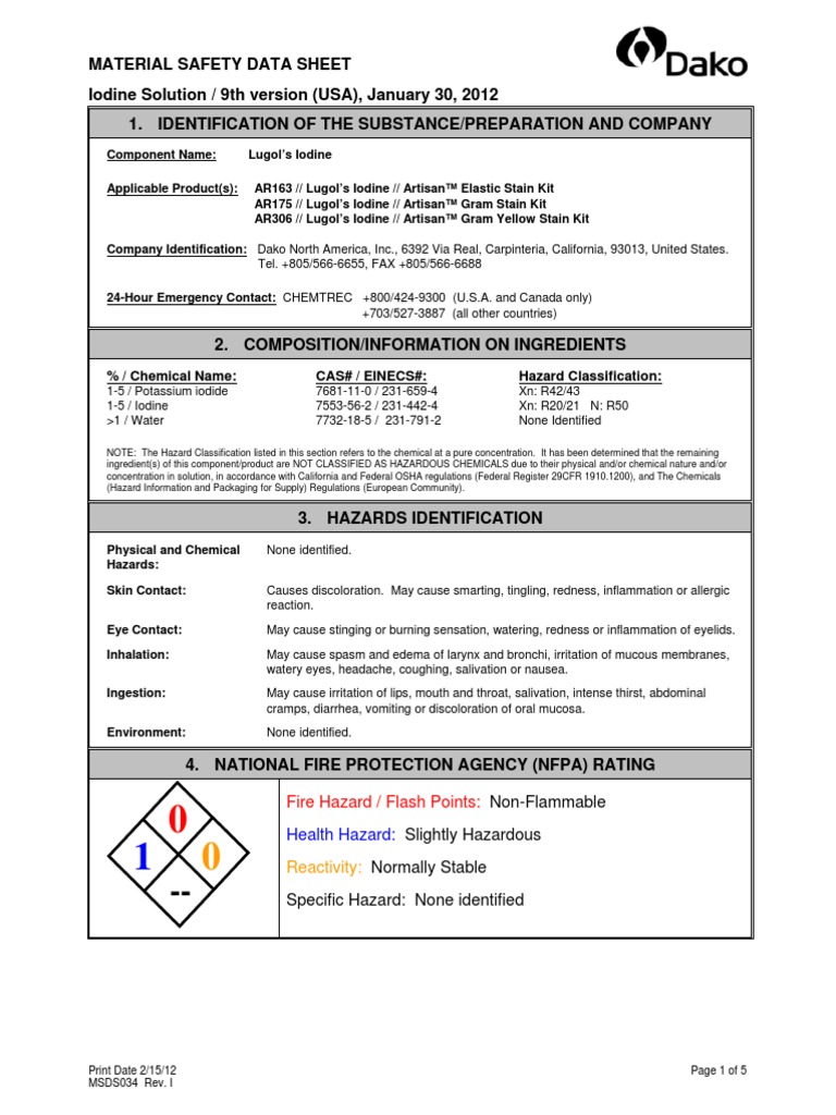 Lugol PDF Dangerous Goods Prevention
