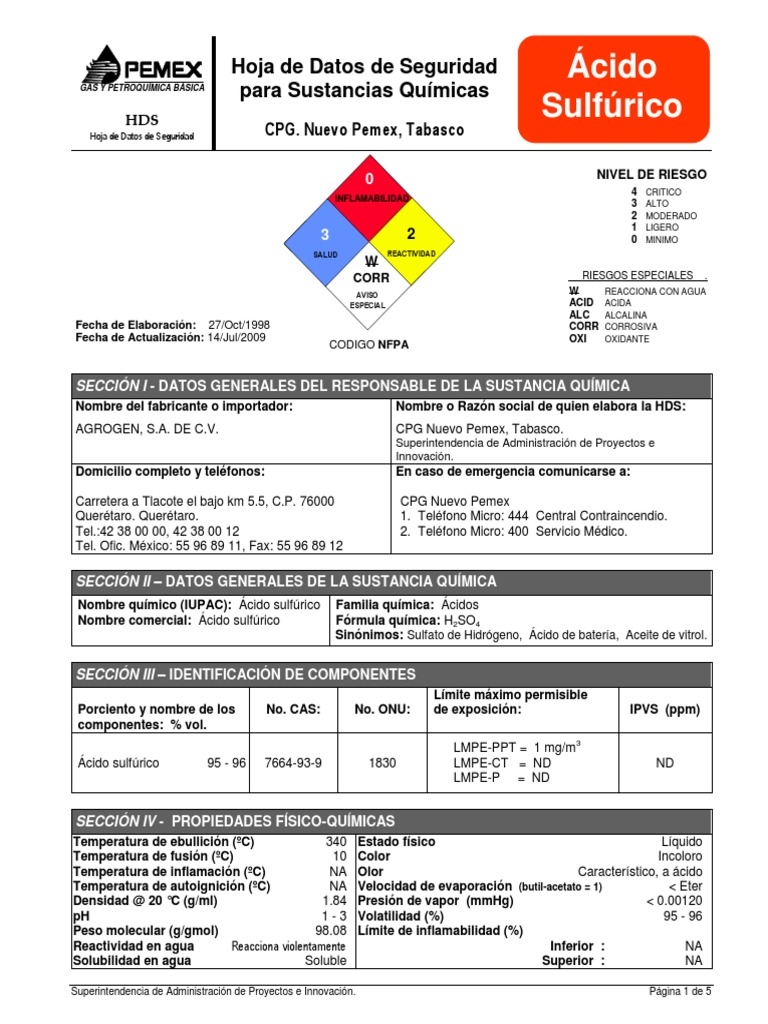 HDS cido Sulf rico PDF Quemar cido Sulf rico