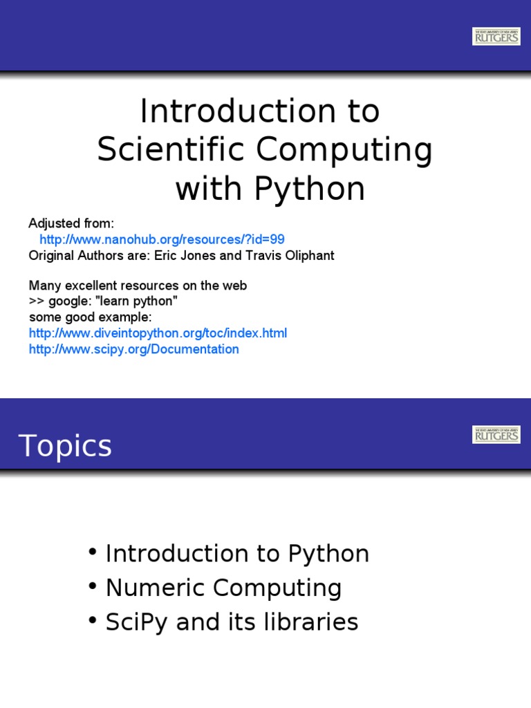 Introduction to Scientific Computing with Python: An Overview of Python ...