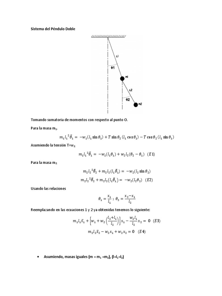 Análisis del Péndulo Doble: Fórmulas y Modos | PDF | Física | Mecanica ...