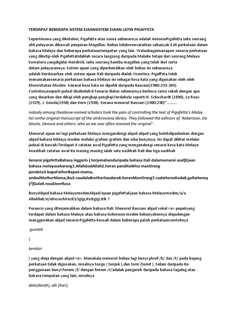 Terdapat Beberapa Sistem Ejaansistem Ejaan Latin Pigaffeta Pdf