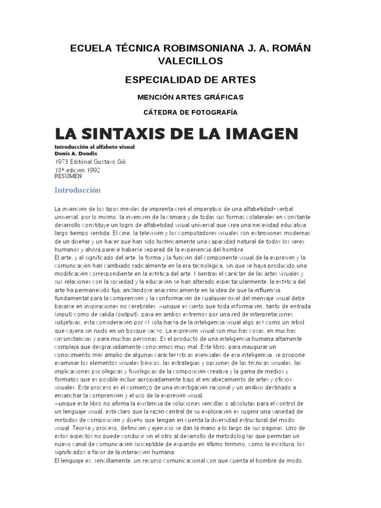 La Sintaxis de La Imagen_resumen Unión Europea Aprendizaje